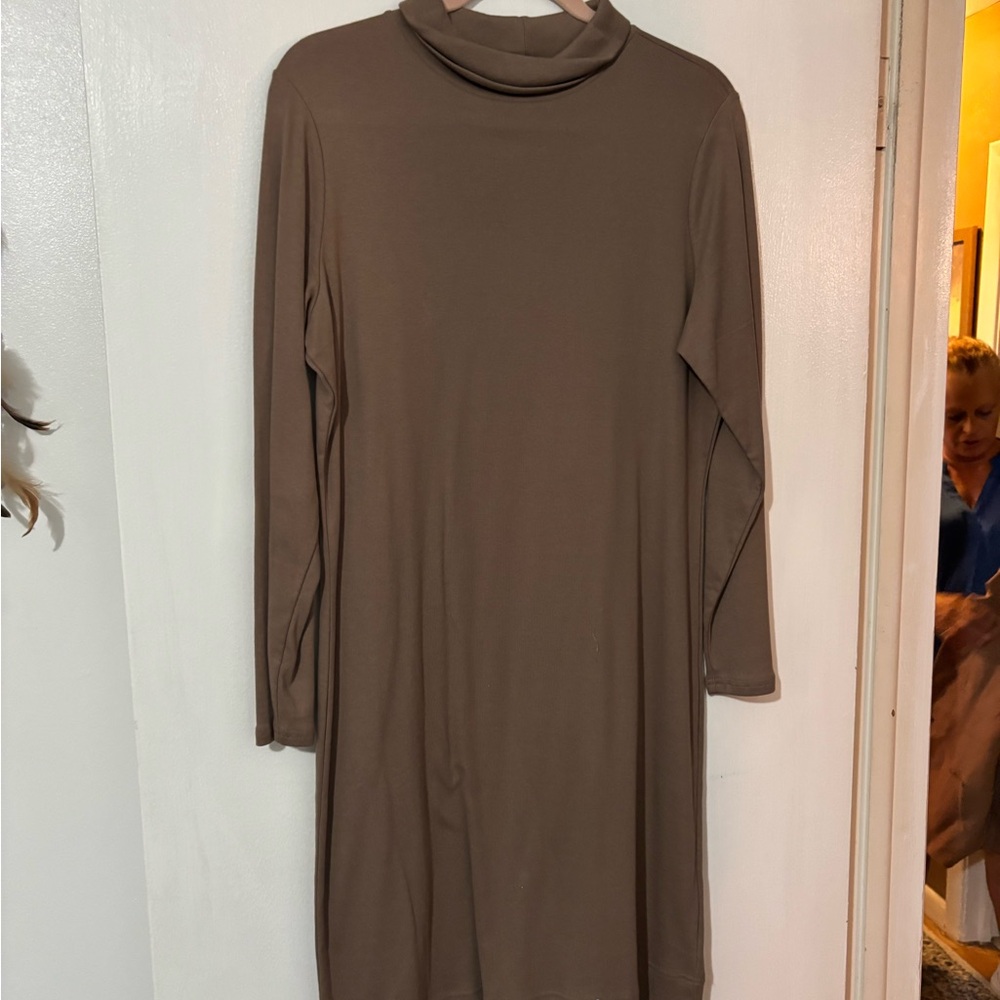 Liz Claiborne Brown Mock Neck Dolman Sleeve Dress